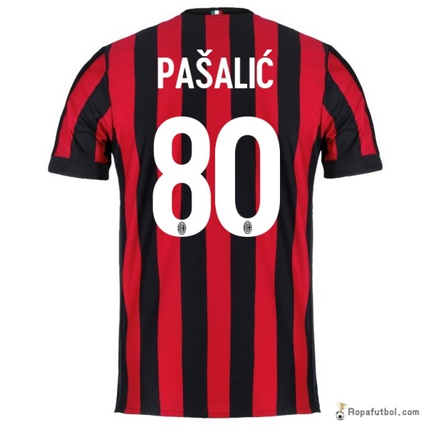 Camiseta AC Milan Replica Primera Ropa Pasalic 2017/18 Rojo